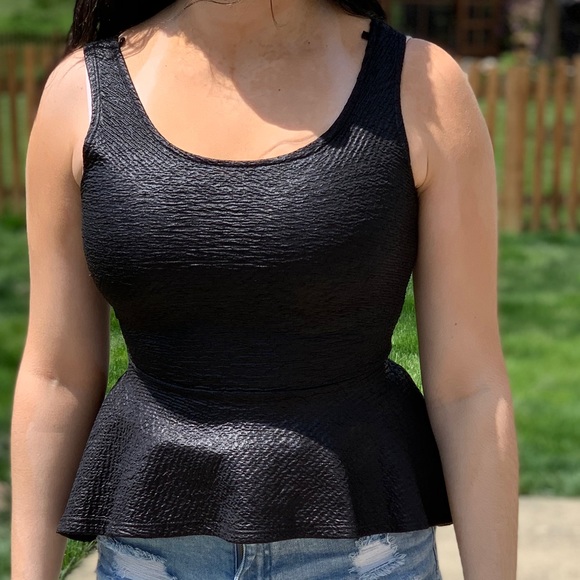 Chocolate Tops - Chocolate Black Dressy Tank Top Fitted Waist